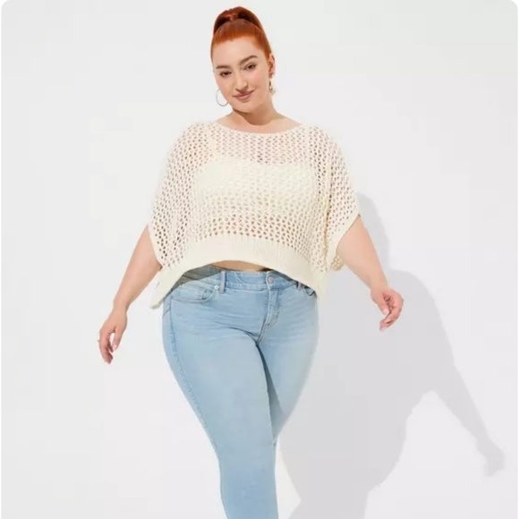 Torrid Cream Open-Knit Sweater - Picture 2 of 7